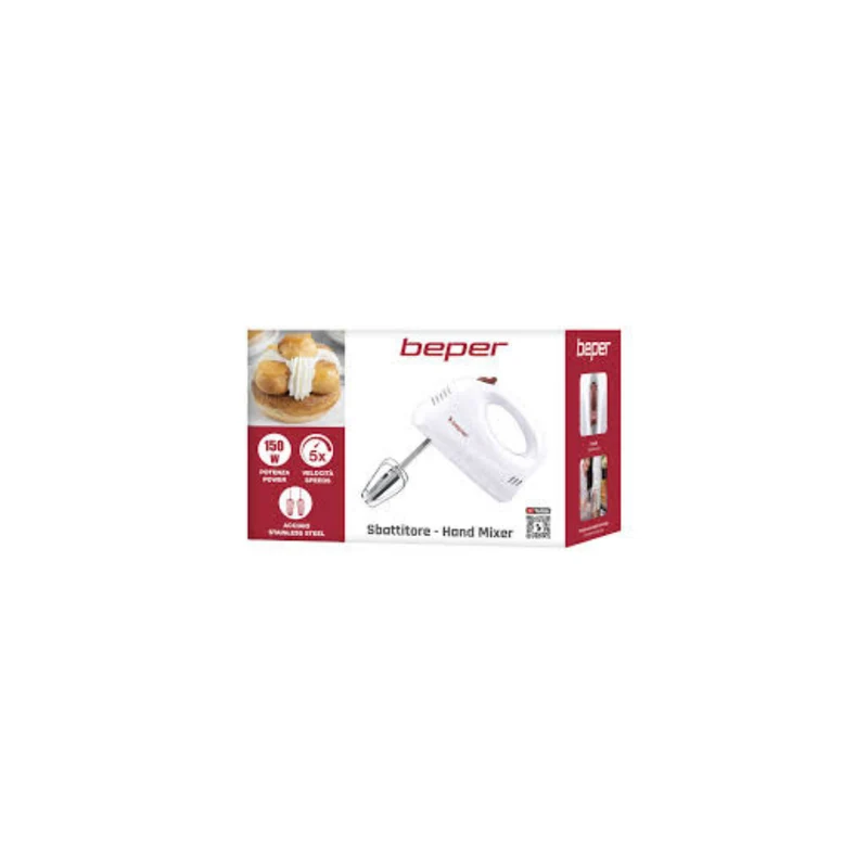Sbattitore Elettrico Beper BP.300H 150 W – Fruste in Acciaio Inox per Impasti e Crema