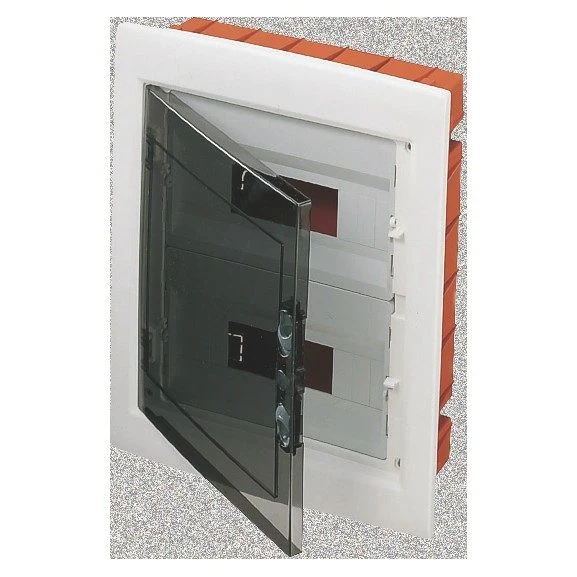 QUADRO DI DISTRIBUZIONE CON PANNELLI FINESTRATI E TELAIO ESTRAIBILE - PORTA TRASPARENTE FUMÉ - (12X2) 24 MODULI IP40