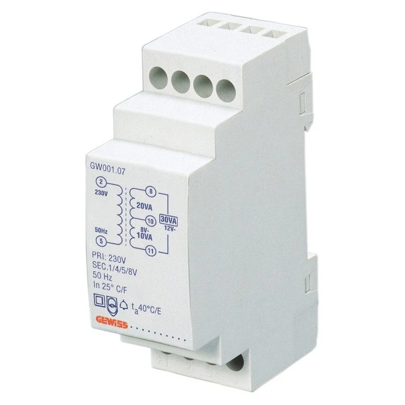TRASFORMATORE PER SUONERIE - 15VA 230/12+12=24V - 2 MODULI