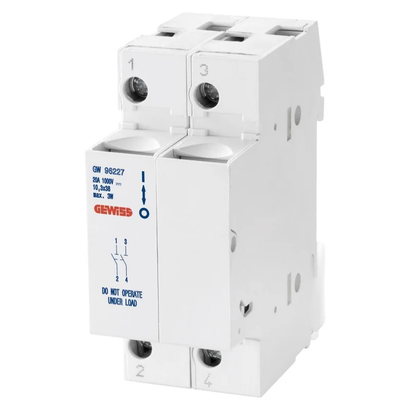 PORTAFUSIBILE SEZIONABILE GEWISS - 2P 10,3X38 1000V DC 20A - 2 MODULI
