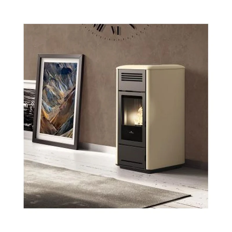 TERMOSTUFA A PELLET EDILKAMIN MILLA H15 CERAMICA PERGAMENA 15,3 KW