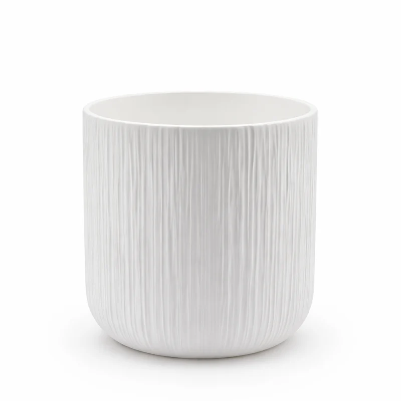 Portavaso bianco in ceramica rigata Tondo per uso interno ed esterno