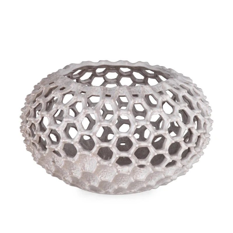 Porta vaso decorativo "Taiyo" bombato in ceramica per arredo interno