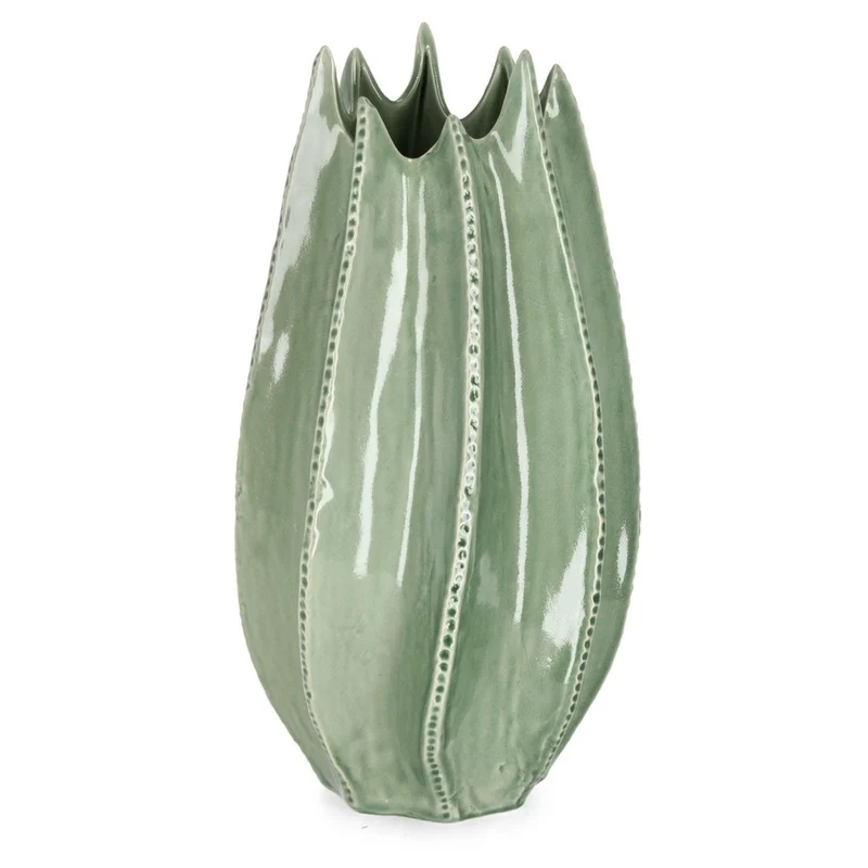 Vaso "Tae" in ceramica impermeabile internamente color verde per arredo interno h 49,5 cm