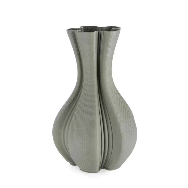 Vaso "Reyko" in ceramica stampata in 3D color verde per arredo interno