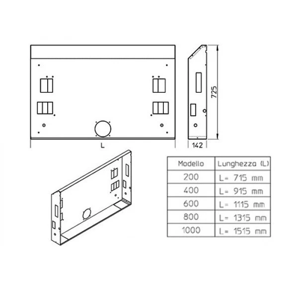 CASSAFORMA INNOVA VENTILCONVETTORE SLI RSI 600 IN LAMIERA PER TERMOCONVETTORE INSTALLAZIONE AD INCASSO VERT./ORIZZ. FANCOIL