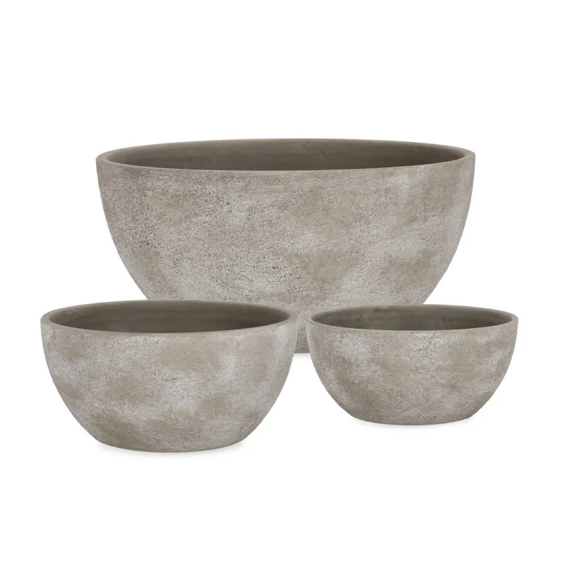 Porta vaso "Hector" in terracotta grigio per uso interno ed esterno set da 3