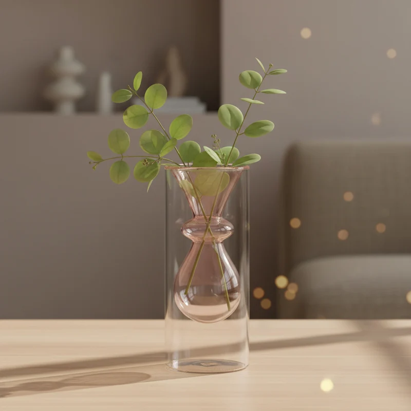 Vaso rosa "Forme" decorazione per fiori e piante da interno Ø8 x h20 cm