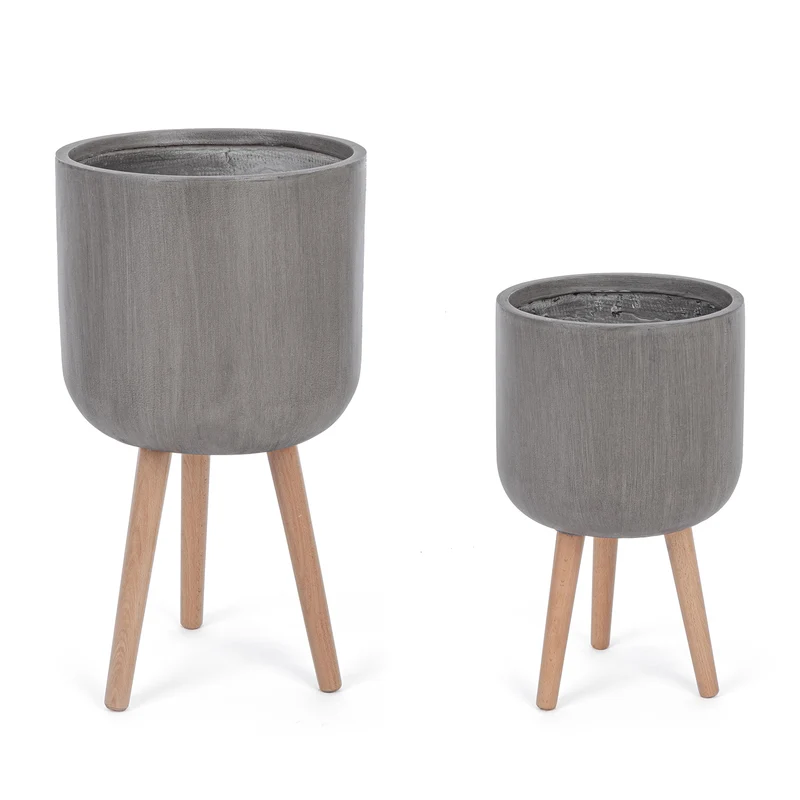 Set di 2 vasi "Modern To" moderni trepiedi portavaso da esterno ed interno