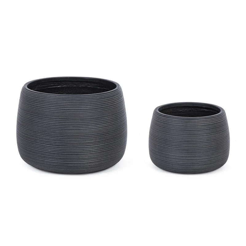 Set di balconiere vasi da giardino balcone esterno per piante antracite Stripes