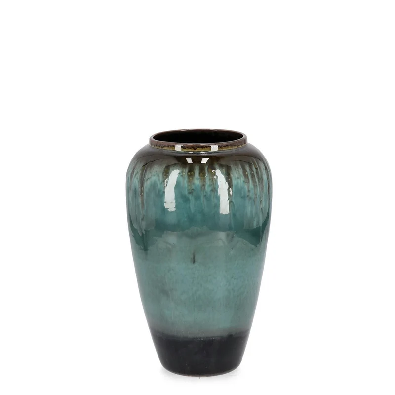 Vaso "Coira" bombato in terracotta smaltata per uso esterno h 40 cm
