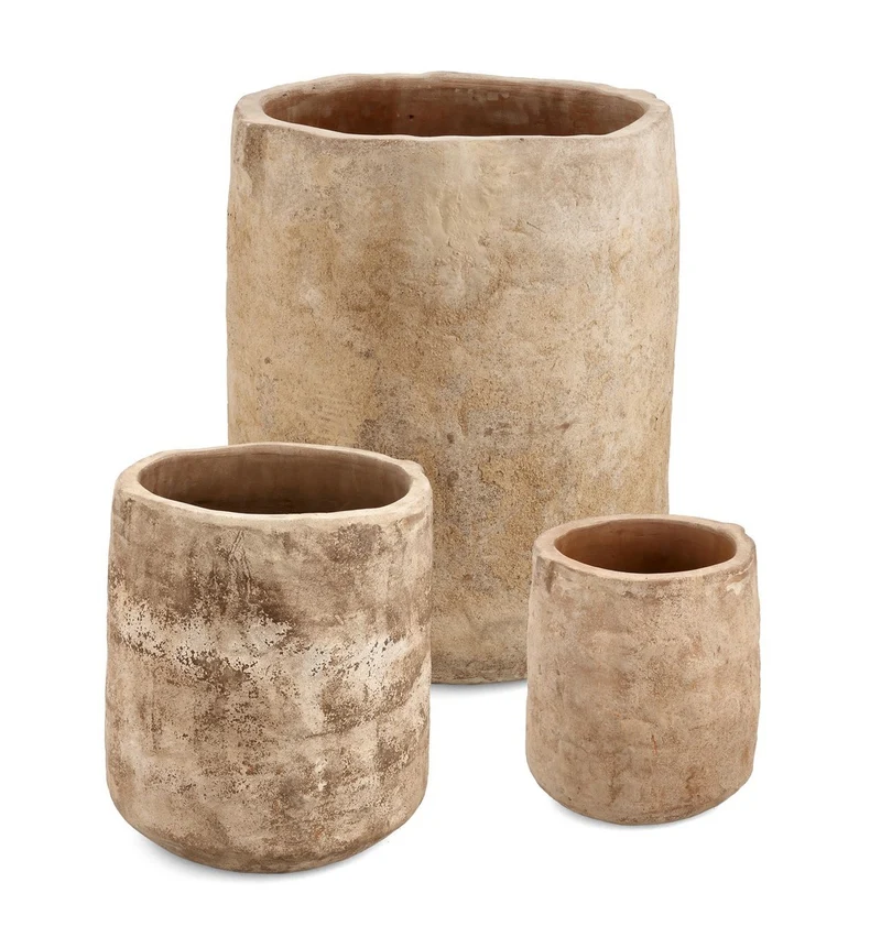 Vasi "Minh" alto in Terracotta brunita per uso interno ed esterno set da 3