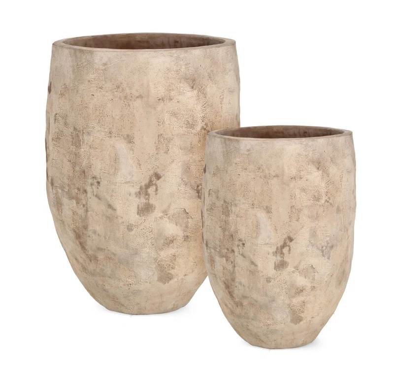 Vasi "Minh" struttura alta in terracotta smaltata per esterno set da 2