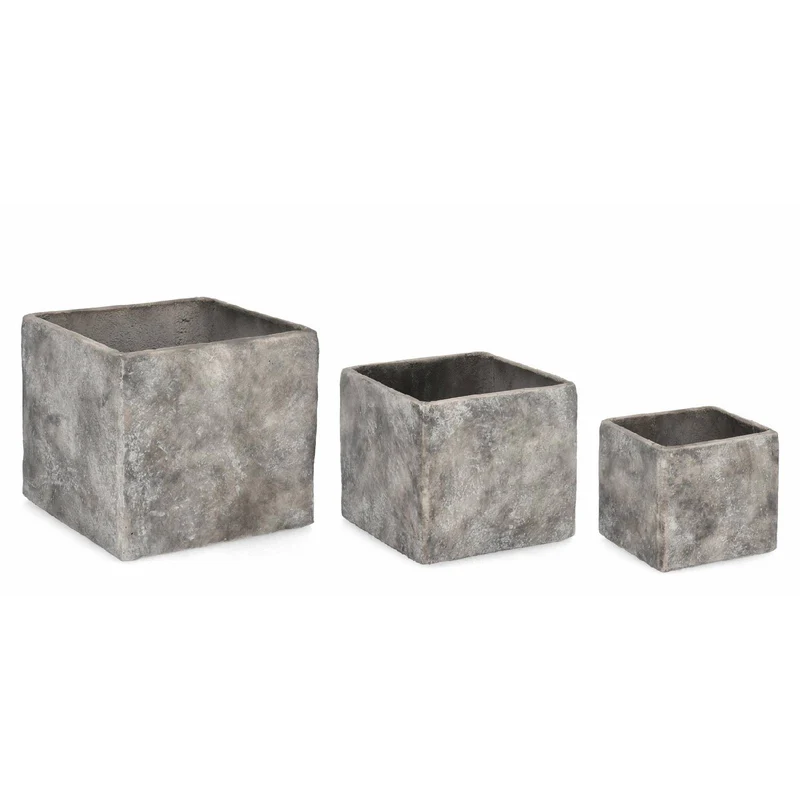 Set 3 Vasi Quadrati Bassi MEILI - Stile Moderno e Versatilità
