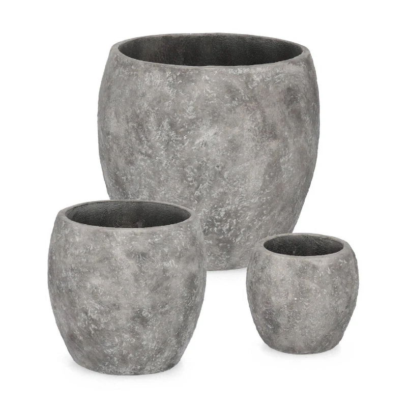 Set di 3 Vasi "Meili" in Terracotta Bombata