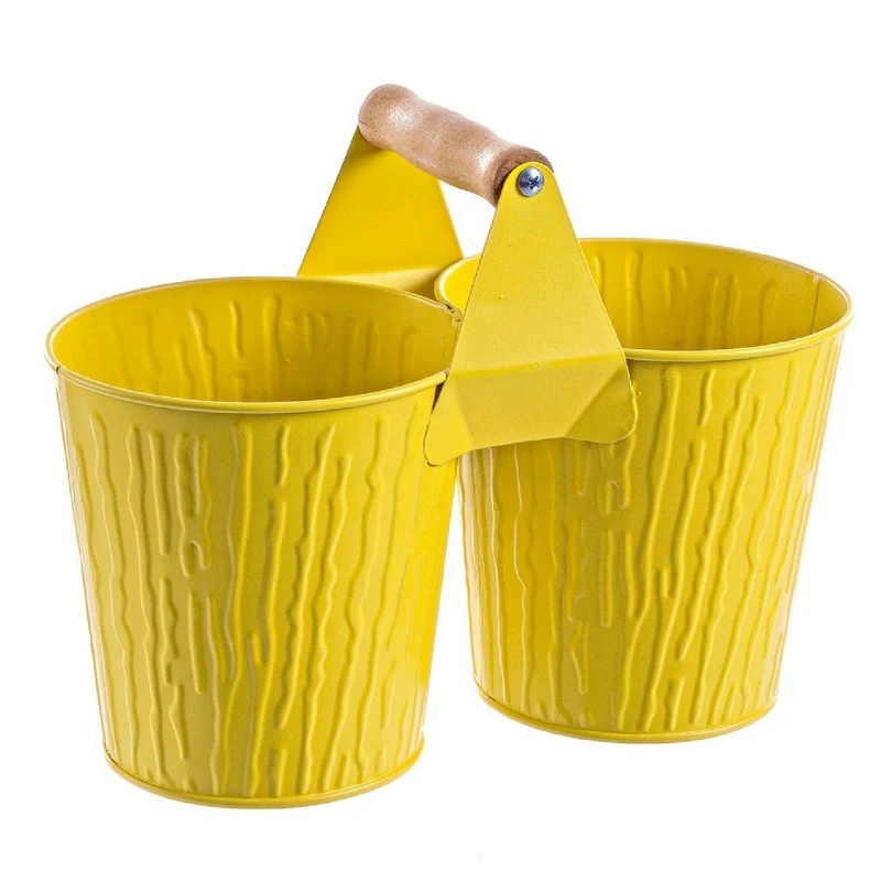 Set di 2 Vasi in Corteccia Uniti cin Manico