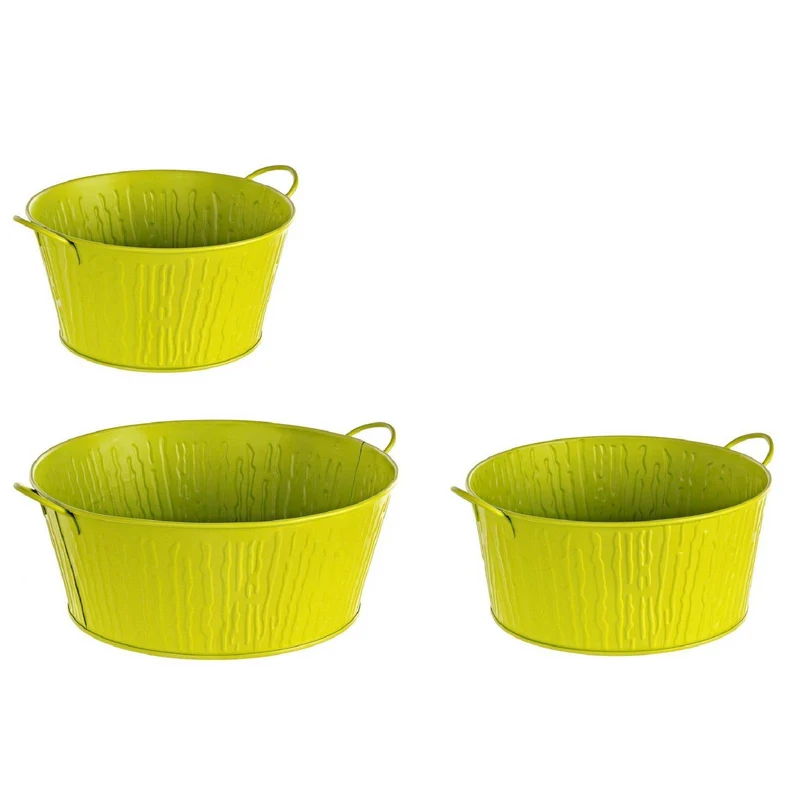 Set 3 Vaso tondo corteccia con manico. Per uso interno ed esterno