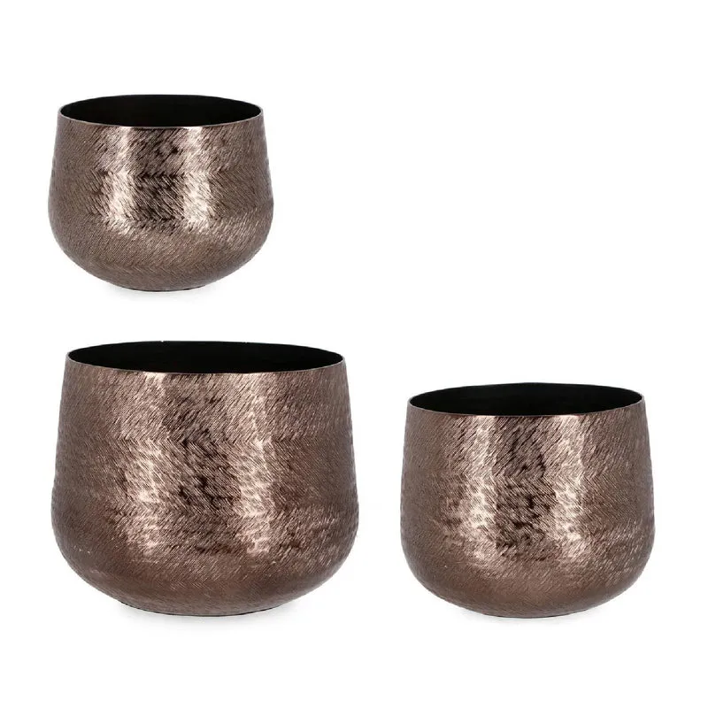 Vaso decorativo "Clamp" in metallo lavorato artigianalmente, set da 3 pezzi