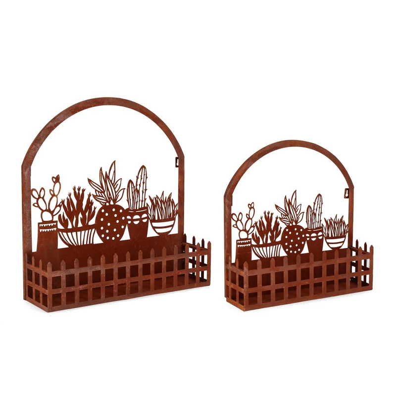 Set 2 PortaFiore "Rosemary" Cactus ruggine in acciaio per uso esterno