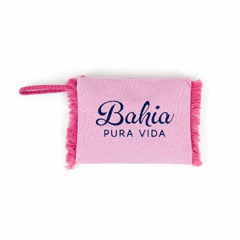 Pochette "Bahia" in tessuto con maniglie colorata, per mare e spiaggia