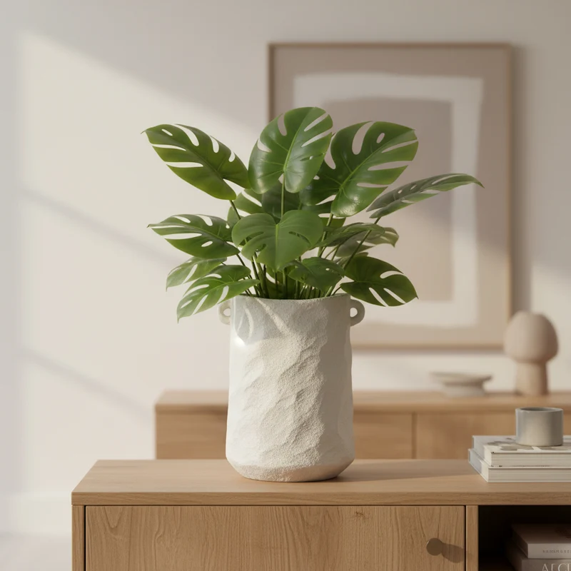 Vaso in ceramica con manici, decorazione per esterno e interno