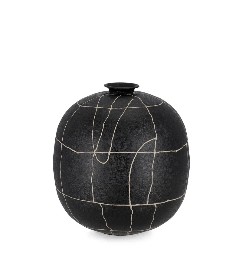 Vaso bottiglia "Siva" tondo in metallo per uso interno ed esterno Ø 26 cm