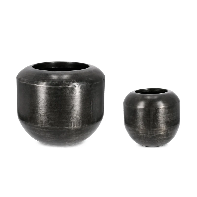 Vaso "Nadu" in metallo per uso interno ed esterno set da 2
