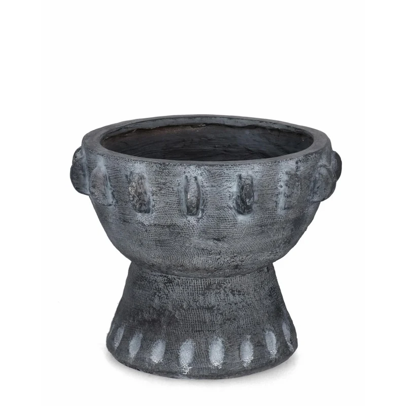 Vaso "Bucchero" tondo in magnesia grigio per uso esterno Ø 39 cm