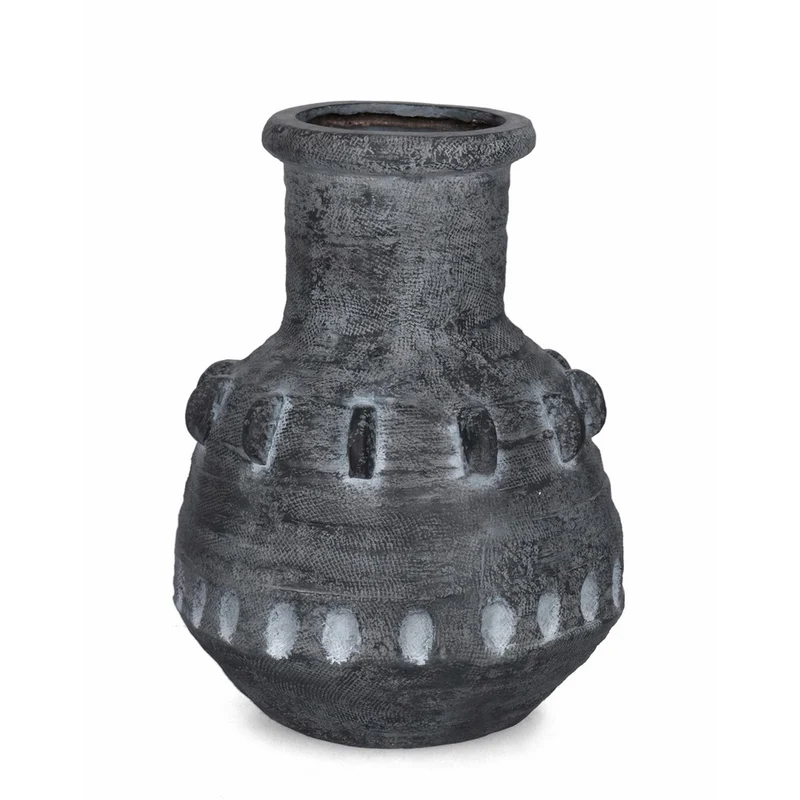 Vaso "Bucchero" tondo in magnesia grigio per uso esterno Ø 37 cm