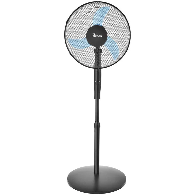 Ardes EASY 41PB PLUS Ventilatore da Pavimento 50W 40 cm con Oscillazione Automatica, Altezza Regolabile fino a 130 cm, Inclinazione Regolabile, 3 Velocità Silenziose e 3 Pale