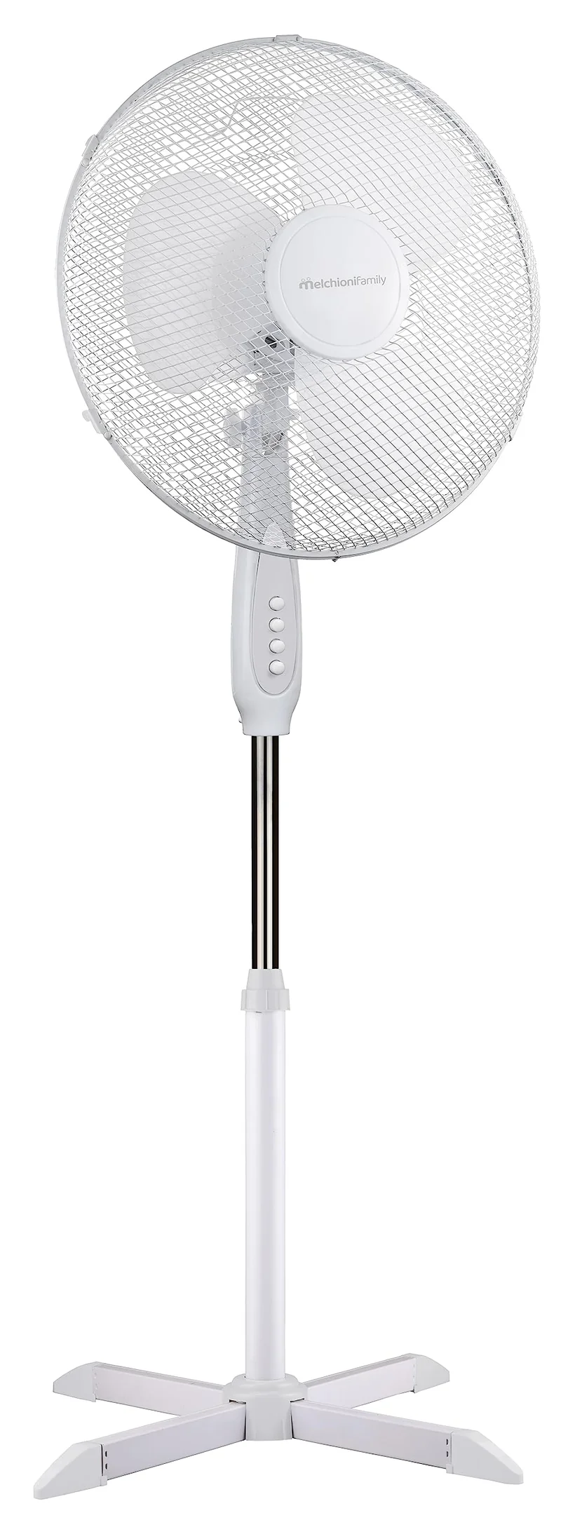 Melchioni Family | Ventilatore a Piantana con 3 Velocità, Ventola a 3 Pale Diametro 40 cm, con Funzione di Oscillazione, Colore Bianco