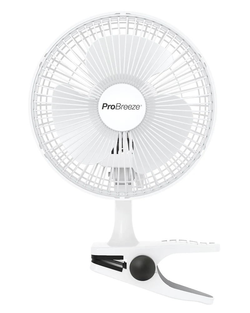 Pro Breeze Mini Ventilatore Professionale con Clip I Piccolo Ventilatore Elettrico con Funzionamento Ultra-Silenzioso e 2 Impostazioni di Velocità I 15W. Per Casa, Letto, Ufficio e Scrivania