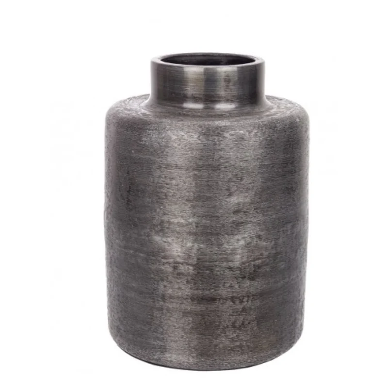 Vaso giara varanasi tondo in alluminio lavorato artigianalmente Ø24.5x35.5h