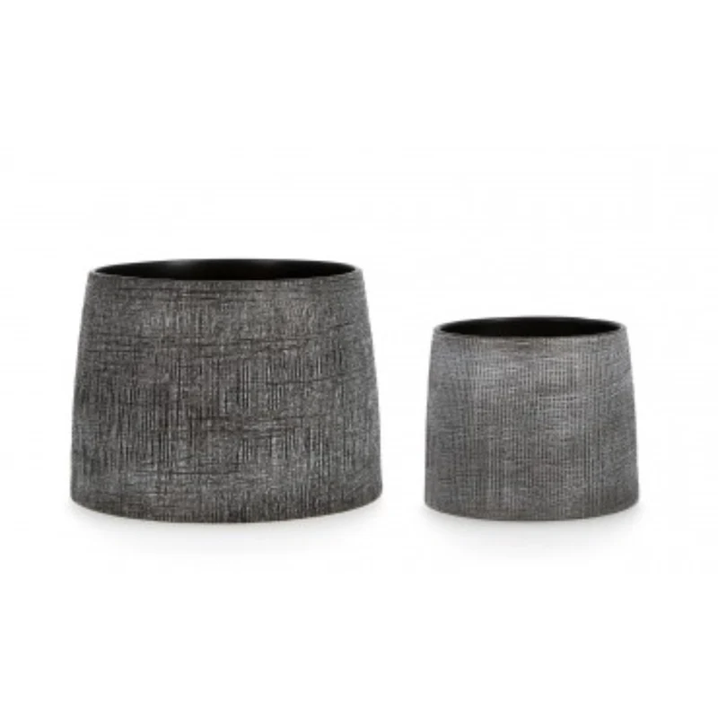 SET2 Vaso "papyrus" per uso interno grigio scuro in ceramica