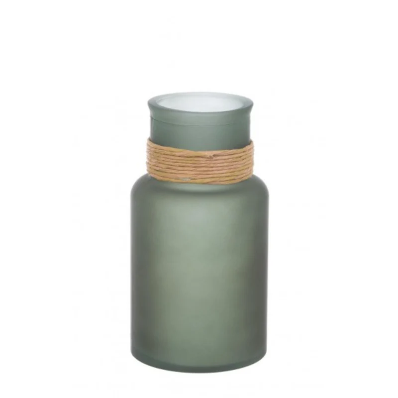 Vaso rotang tondo in vetro riciclato verde