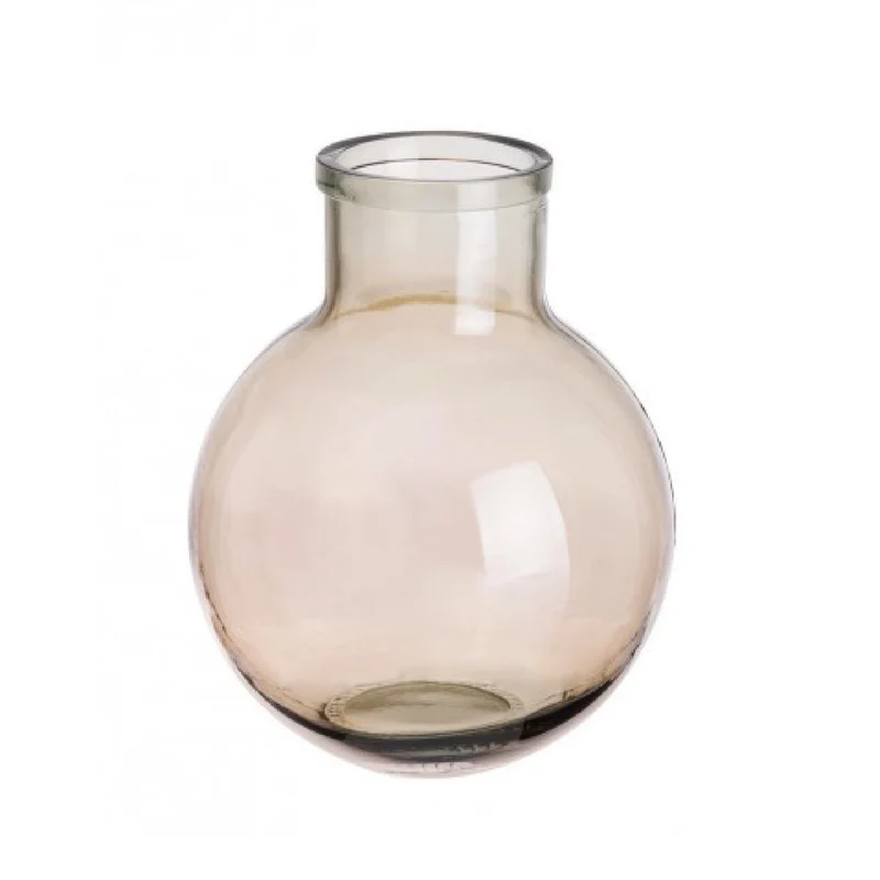 Vaso a sfera in vetro riciclato beige D 24x h 31 cm