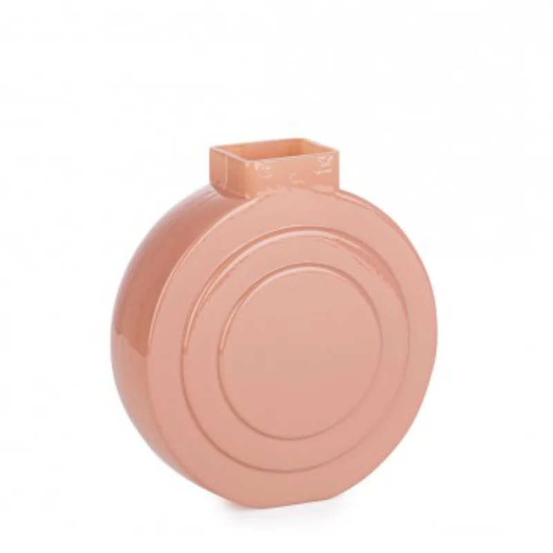 Vaso "frey" tondo in vetro salmone 15,5x6x16,5h
