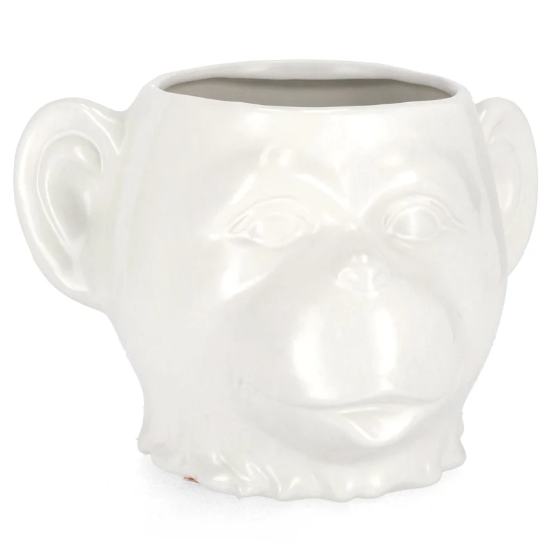 Vaso jaiden scimmia di colore bianco e marrone, dolomiti per uso interno ed esterno 25 x 23,3 x h 16,5cm