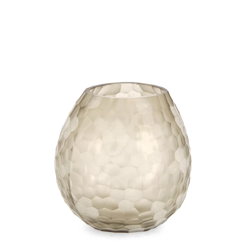 Vaso sampur beige prodotto in vetro fatto a mano Ø20,5x19,5h