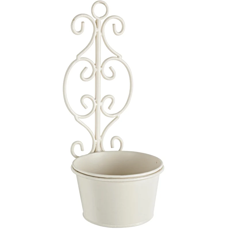 Coprivaso parete giselle in acciaio color crema 14 x 14 x h 33cm