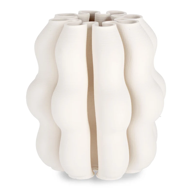 Vaso rowan beige ceramica stampata in 3D Ø 23 x h 25 cm