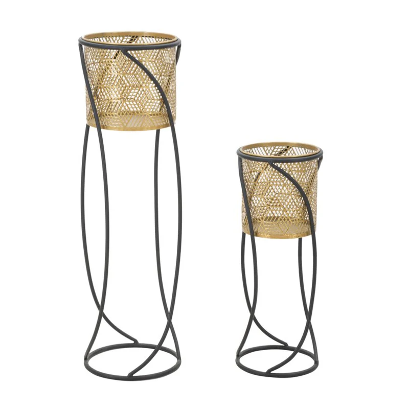 Coppia porta vasi "Curvy" con supporto in metallo per interni set da 2