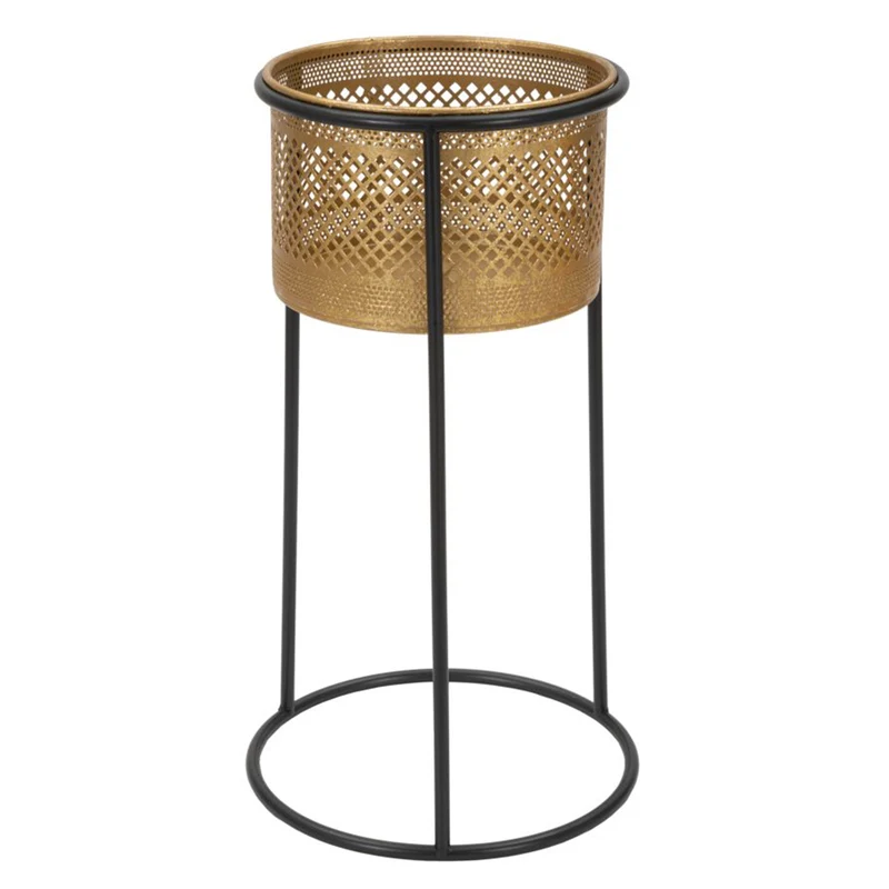 Porta vaso color oro con supporto in metallo per interni