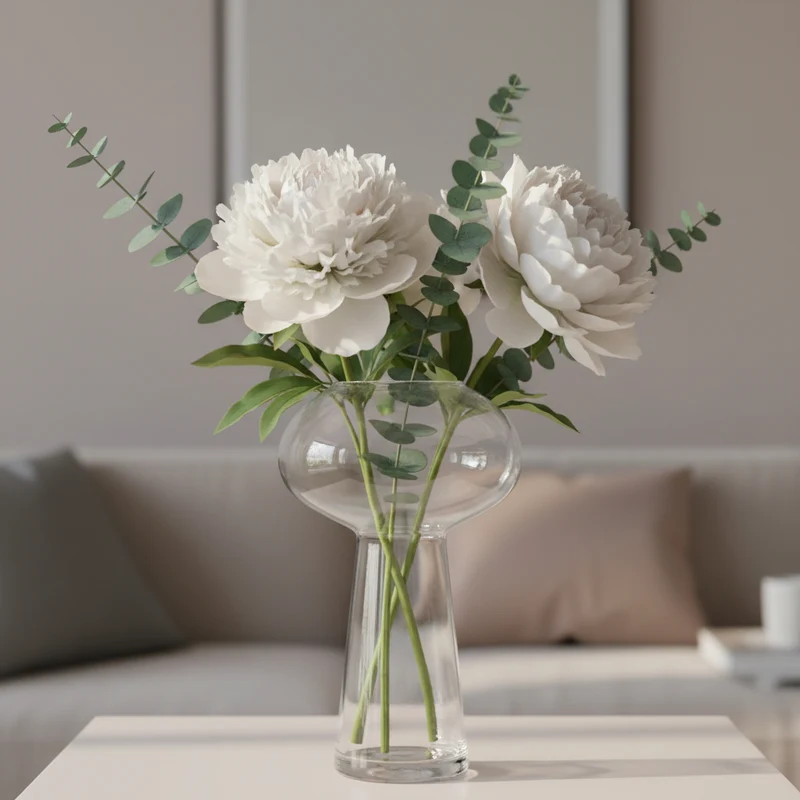 Vaso trasparente "Ufo" in vetro per fiori e piante, decorazione da interno ed esterno, 40 x h 22 cm