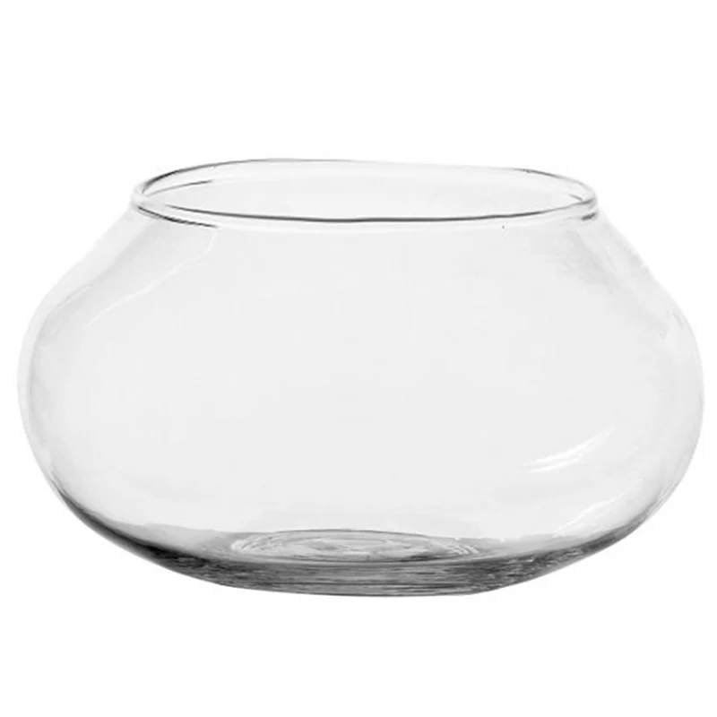 Vaso trasparente in vetro per fiori e piante, decorazione da interno ed esterno, 18 x h 8 cm