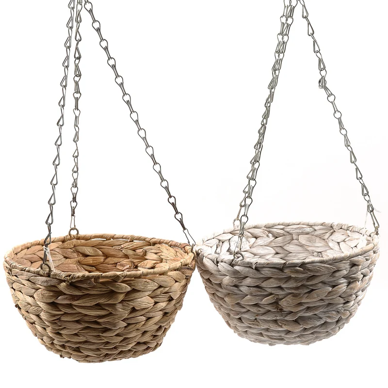 Portavaso a corda intrecciata da appendere in banano e metallo da Ø 26 cm