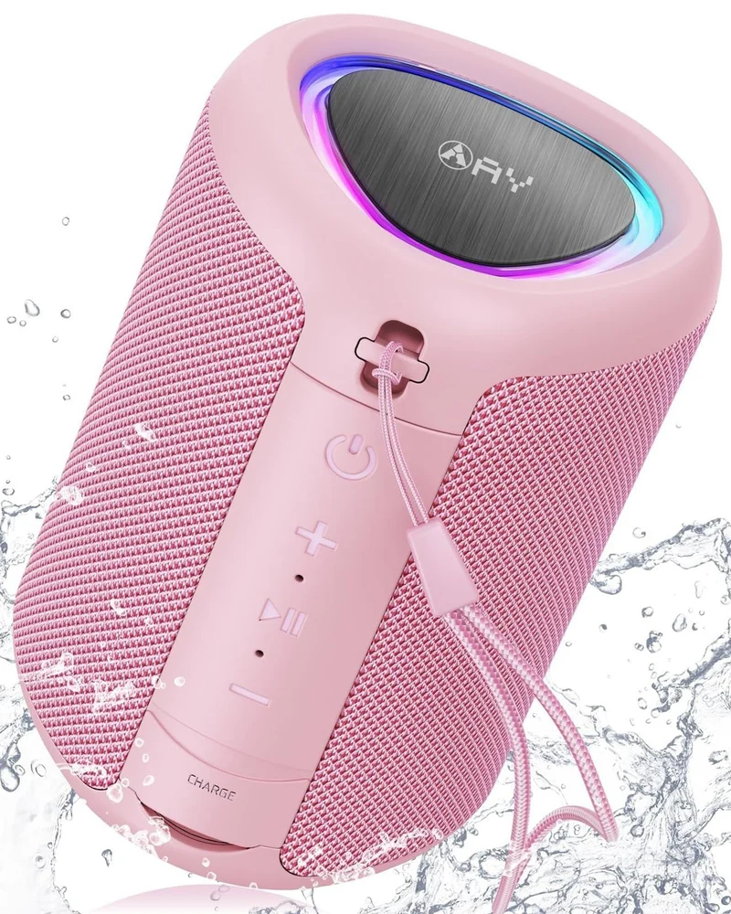 AY Cassa Bluetooth Portatile con Luci, Impermeabile IPX5, Stereo Paring, Ingresso AUX&TF-Card, 24 Ore di Riproduzione, Piccolo Altoparlante wireless Bluetooth 5.3, Perfetto per Casa,Feste,All'aperto