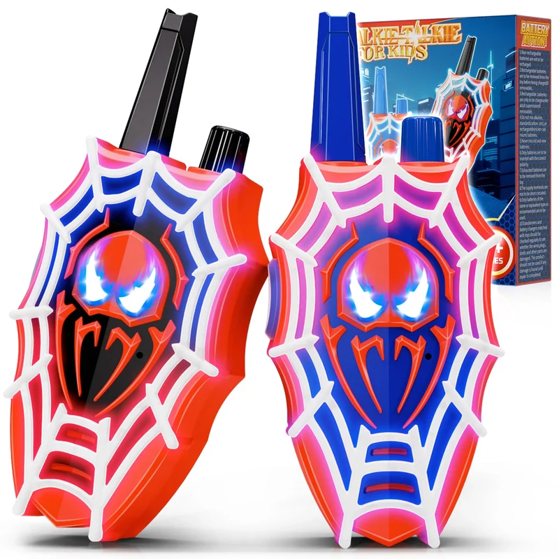 Mirthigig Walkie Talkie Bambini, Ragnatela con Luci e Occhi Lampeggianti, Giocattolo Gioco Bambino 3 4 5 6 7 8 10 11 Anni, Giocattoli Giochi Bambini 3-12 Anni, Natale Regalo Bimbo 3-12 Anni Maschio