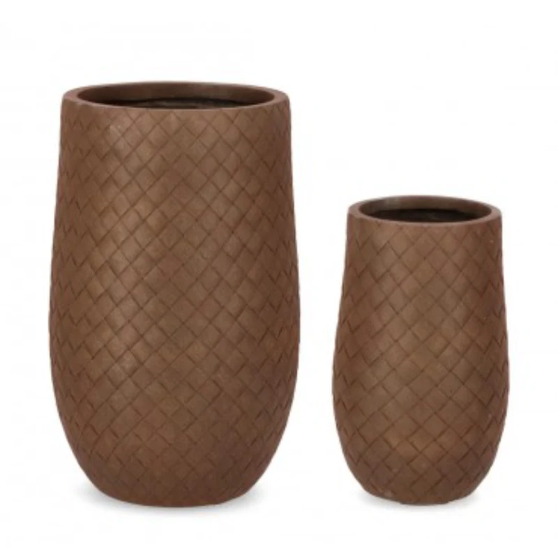 Set 2 PortaVaso Rhombus Bomb Alto Rusty per uso esterno.