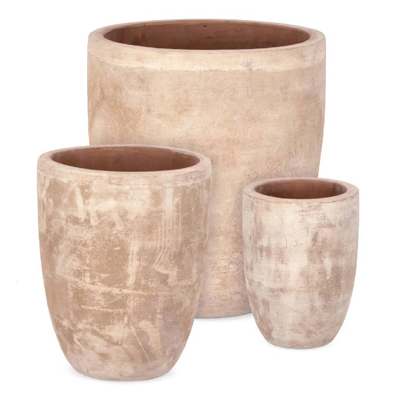 Set 3 PortaVaso Minh Svas Terracotta Marrone per uso esterno.
